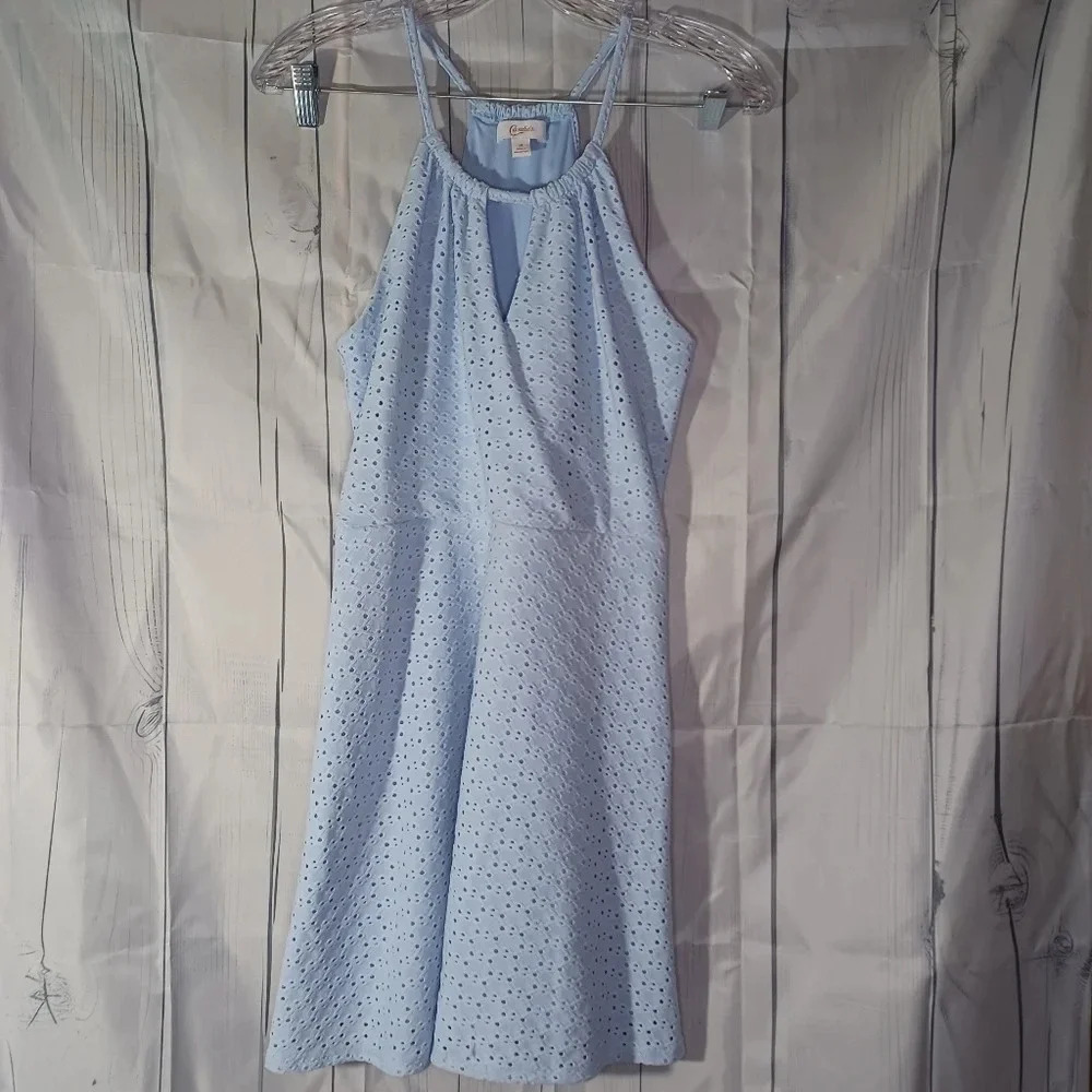 Candie’s 90’s Y2K Coquette Eyelet Lace Keyhole halter fit & flare summer dress